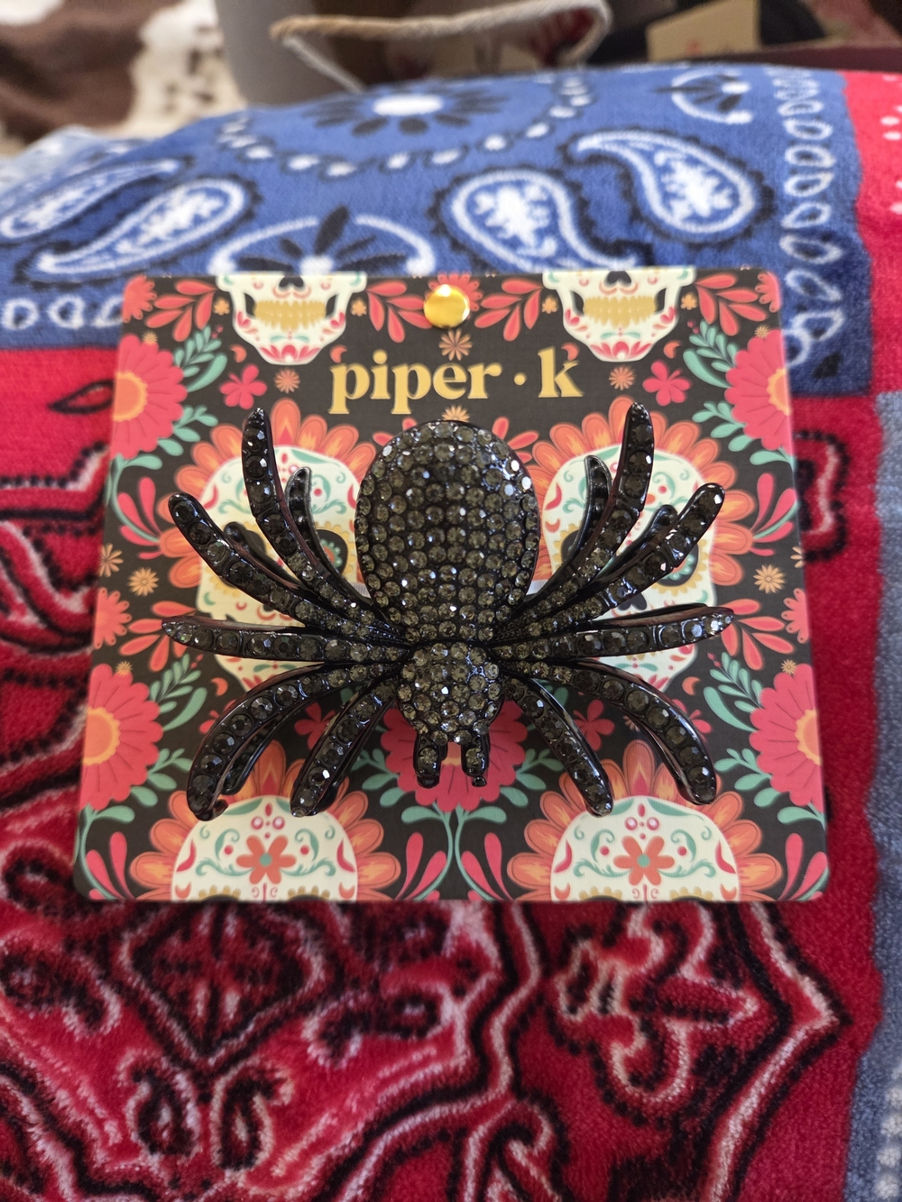 Piper K Black Crystal Spider Hair Clip